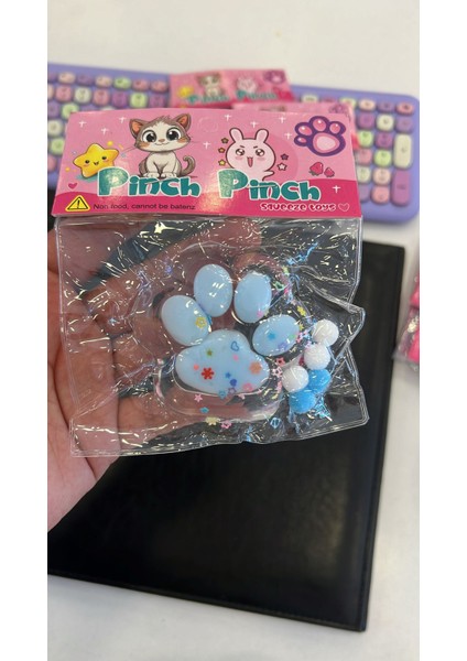 Kedi Pati Patisi Taba Mavi Şeffaf Fu Fu Moj Moj Yumuşak Squishy Stress Oyuncak Sukuşi Pullu