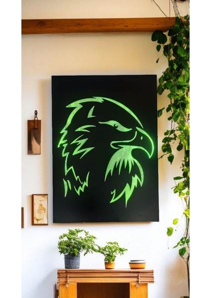 Kartal Desenli Duvar Metal Tablo Led'li 1mt USB Giriş Kablo fiyatları