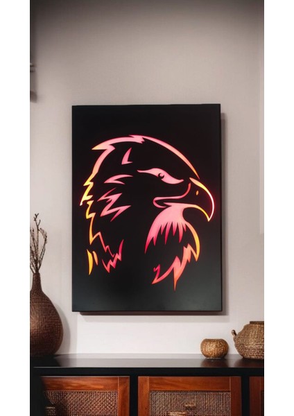 Kartal Desenli Duvar Metal Tablo Led'li 1mt USB Giriş Kablo modelleri