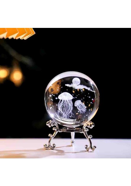 Kristal Cam Küre 3D Özel Lazer Işleme Metal Standlı Dekoratif Hediyelik Masaüstü Aksesuar Kar Küresi Seti Şık Zarif Biblo Dekor indirimleri