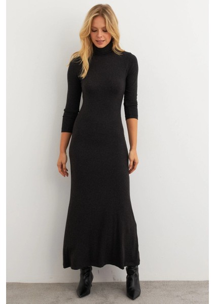 Kadın Antrasit Balıkçı Maxi Elbise MEY100 fiyatları