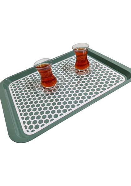 Kaydırmaz Tabanlı Servis Tepsi Sunum Tepsisi Büyük BOY-1136-02-BORDO,YEŞİL