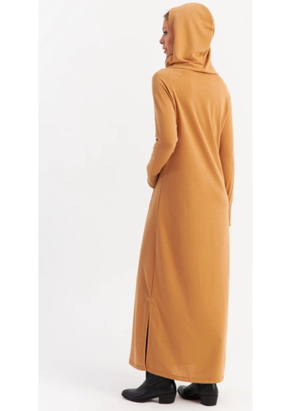 Kadın Camel Yakası Fermuarlı Maxi Sweat Elbise MTF12 fırsatları