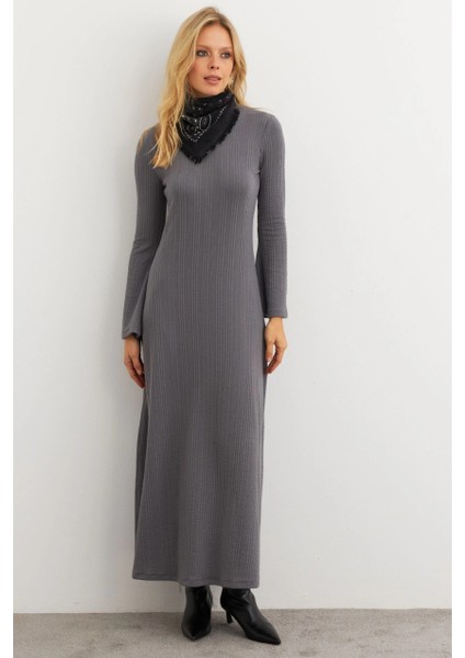 Kadın Antrasit Basic Maxi Elbise MTF30