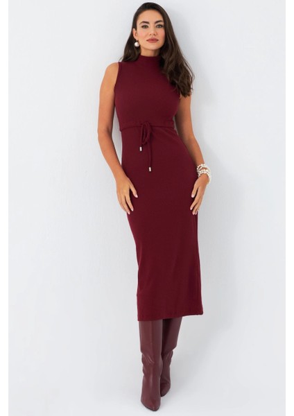 Kadın Bordo Kaşkorse Maxi Elbise MEY2924 modelleri