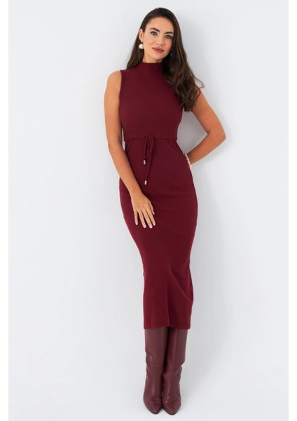 Kadın Bordo Kaşkorse Maxi Elbise MEY2924 fırsatları