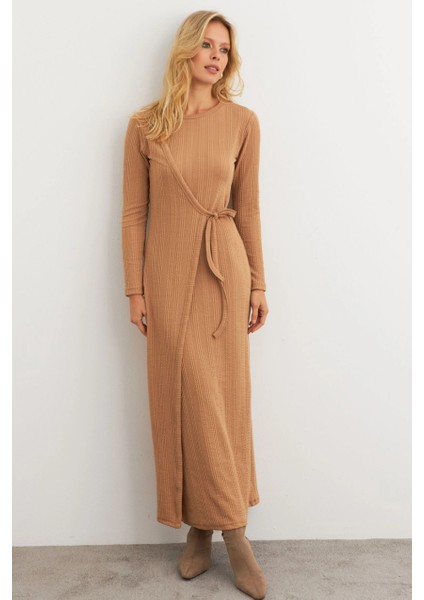Kadın Camel Kruvaze Maxi Elbise MTF31 fırsatları