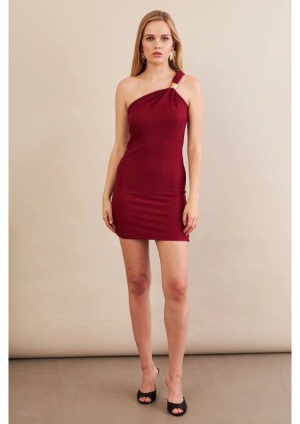 Kadın Bordo Aksesuarlı Mini Elbise FRY2315 fiyatları