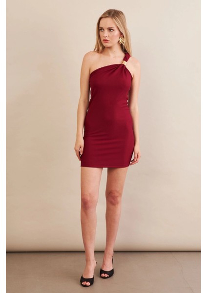 Kadın Bordo Aksesuarlı Mini Elbise FRY2315 modelleri