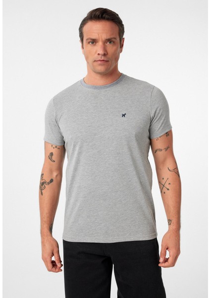 Victor Erkek Regular Fit Nakışlı Basic T-Shirt