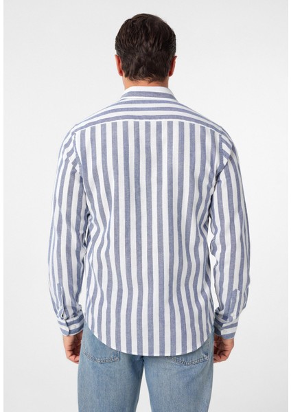 Jorge Erkek Regular Fit Çizgili Keten Görünümlü Gömlek indirimleri