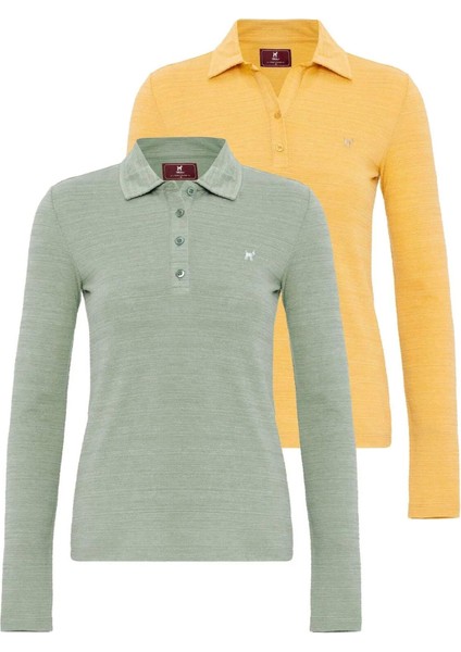 Henriette Kadın Slim Fit Polo Yaka 2li T-Shirt