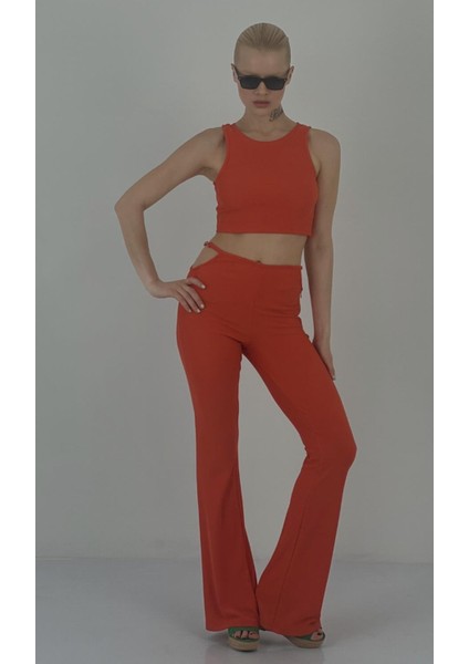 Kadın Pantolon Yanları Detaylı Crop Takım indirimleri