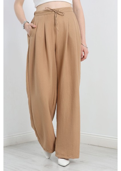 Beli Lastikli Bol Paça Pantolon Bej fiyatları