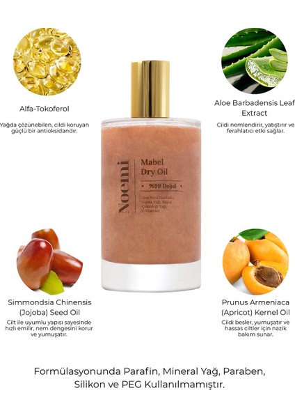 Dry Oil Mabel– 99% Doğal İçerikli Işıltılı Bakım Yağı – 100 ml modelleri