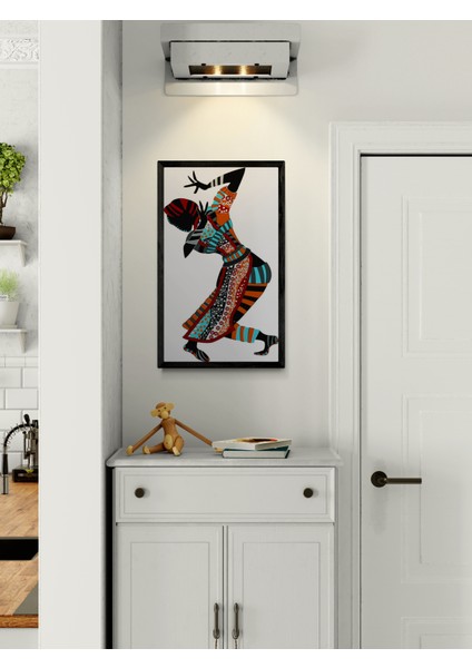 Çerçeveli Tablo Dekoratif Afrika Dansçısı Etnik Desenli