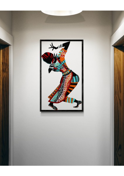 Çerçeveli Tablo Dekoratif Afrika Dansçısı Etnik Desenli