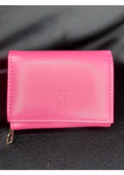 Pembe Kadın Cüzdanı - Fermuarlı ve Düğmeli Kartlık Model