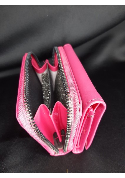 Pembe Kadın Cüzdanı - Fermuarlı ve Düğmeli Kartlık Model modelleri