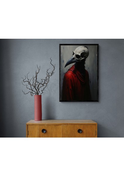 Çerçeveli Tablo Gotik Tarz Kuzgun Kafatası