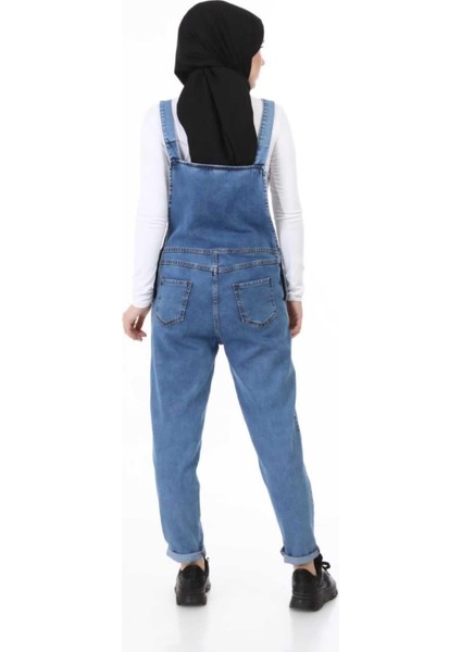 Kadın Askılı Cepli Kot Tulumm modelleri