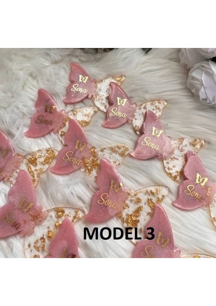 Kelebek Temalı Altın Varaklı Lila 20 Adet Epoksi Magnet – Kişiye Özel Butik Doğum Günü Hediyesi modelleri