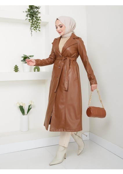 Kadın Astarlı Deri Trençkot modelleri