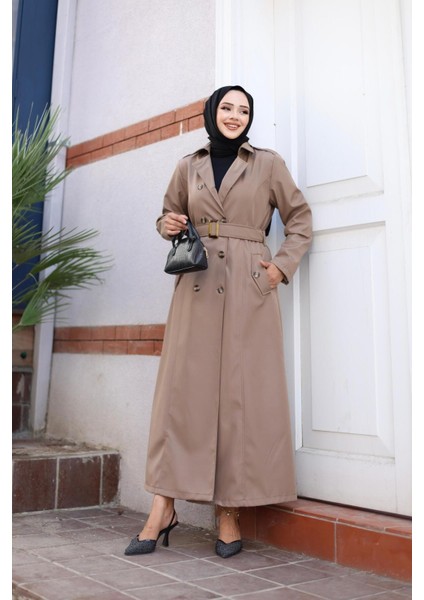Kadın Düğmeli Kemerli Trençkot fiyatları
