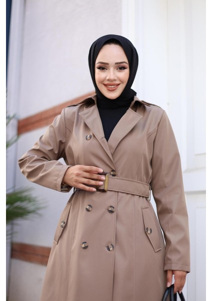 Kadın Düğmeli Kemerli Trençkot modelleri