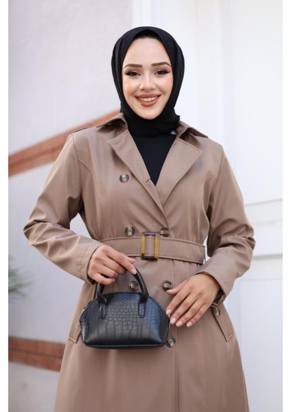 Kadın Düğmeli Kemerli Trençkot fırsatları