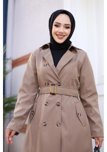 Kadın Düğmeli Kemerli Trençkot indirimleri