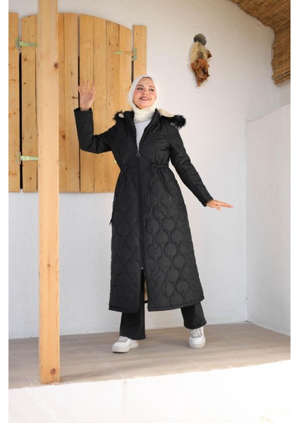 Kadın Tam Kürklü Kapüşonlu Kapitone Mont indirimleri