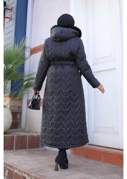 Kadın Fermuarlı Cepli Kemerli Kapitone Şişme Mont fırsatları