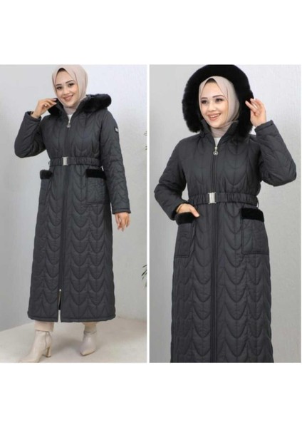 Kadın Fermuarlı Cepli Kemerli Kapitone Şişme Mont indirimleri