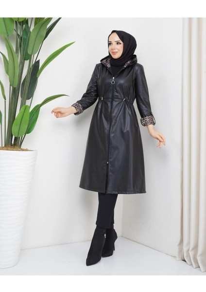 Kadın Deri Kapüşonlu Trençkot fiyatları