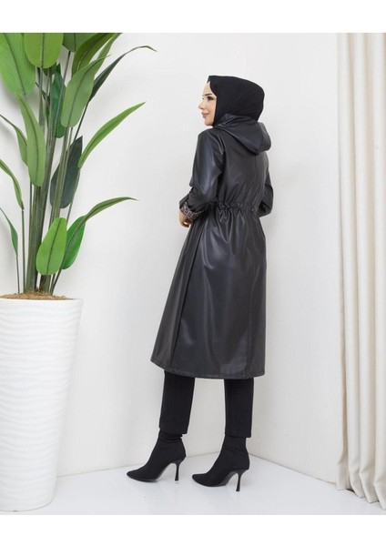 Kadın Deri Kapüşonlu Trençkot modelleri