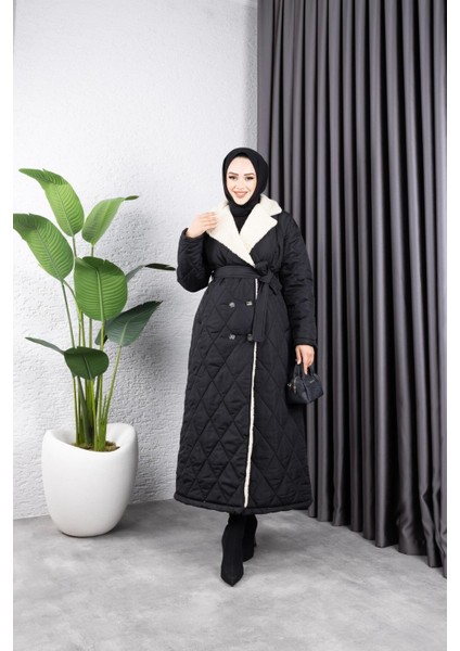 Kadın Astarlı Yandan Içi Kürklü Kapitone Uzun Mont modelleri