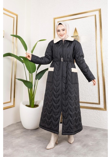 Kadın Içi Tam Kürklü Cep Detaylı Kapitone Mont modelleri