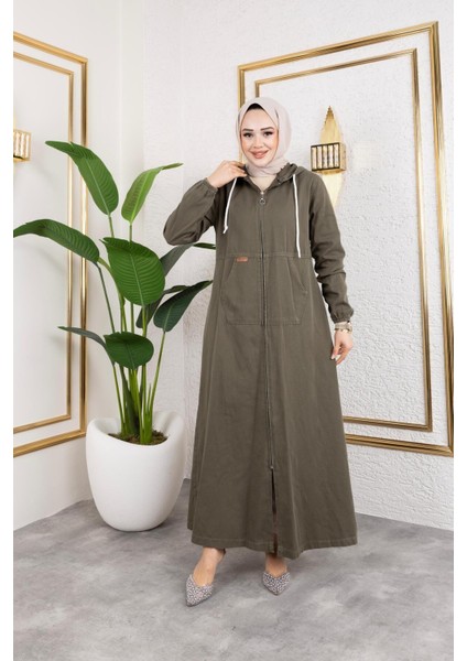 Kadın Fermuarlı Kapüşonlu Pamuk Gabardin Kap modelleri