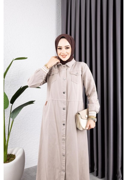 Kadın Düğmeli Pamuk Gabardin Kap indirimleri