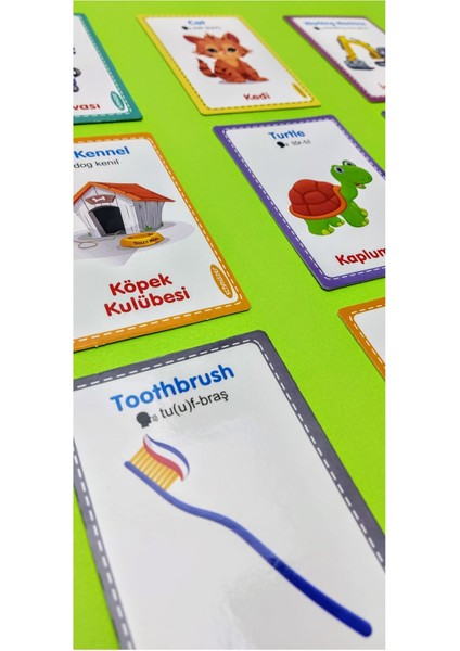 Elite Türkçe Ingilizce Telaffuz - Visual Activity Cards Eğitim Kartları- 128 Kelime (1-10 Yaş) 1 Adet