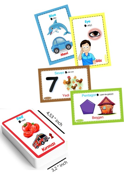 Elite Türkçe Ingilizce Telaffuz - Visual Activity Cards Eğitim Kartları- 128 Kelime (1-10 Yaş) 1 Adet