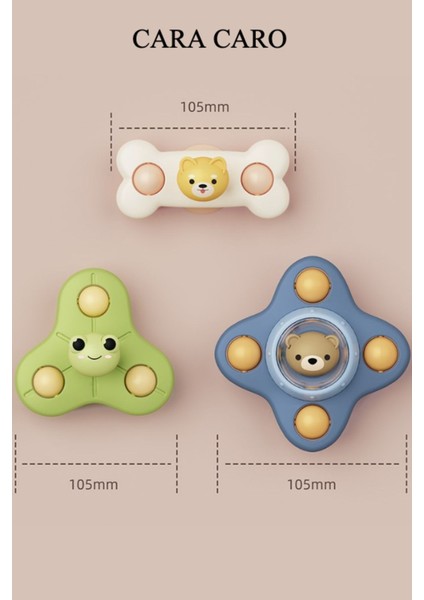 Elite 3'lü Vantuz Spinner Oyuncak Bebekler Için Duyusal Oyuncaklar Banyo Oyuncak Hediyeleri 1 Adet modelleri