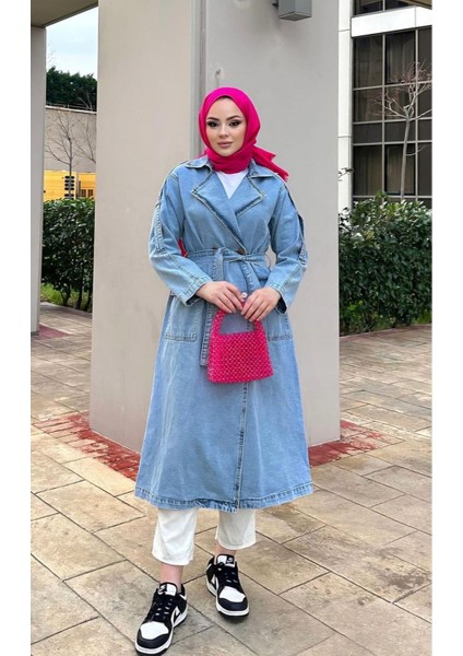 Kadın Düğmeli Kot Trençkot fiyatları