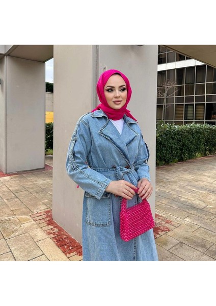 Kadın Düğmeli Kot Trençkot indirimleri