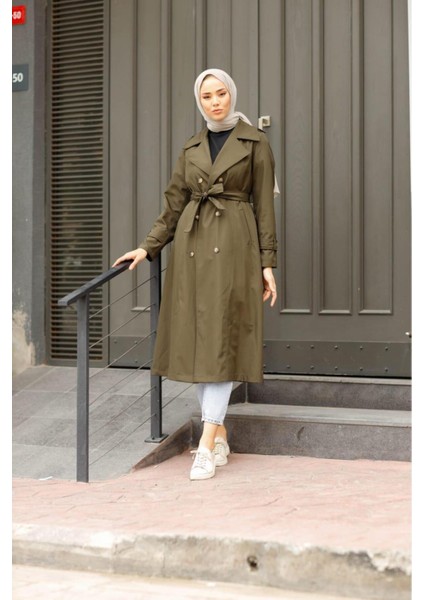 Kadın Cepli Kuşaklı Trençkot