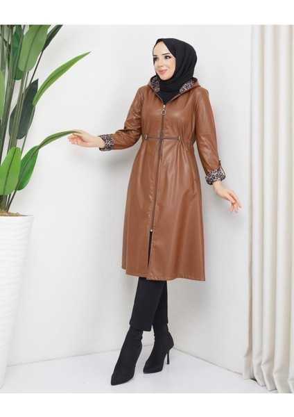 Kadın Deri Kapüşonlu Trençkot fiyatları
