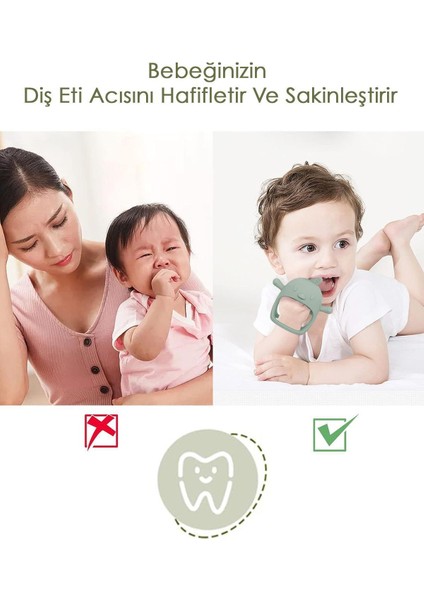 Elite Silikon Bebek Diş Kaşıyıcı - Diş Kaşıma Eldiveni Yenidoğan Dişlik Yeşil 1 Adet indirimleri
