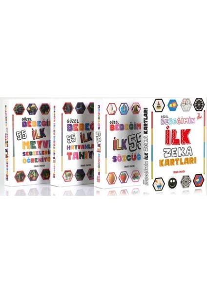 Elite Ilk Zeka Kartlar Eğitici 4'lü Set Bebeğim Ilk 55 Zeka Kartları, Sözcükler , Hayvanlar , Meyveler 1 Adet fiyatları
