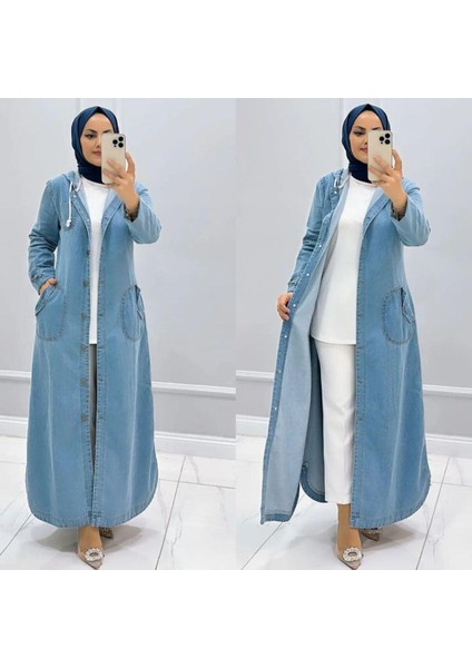Kadın Kapüşonlu Düğmeli Denim Kot Kap fiyatları